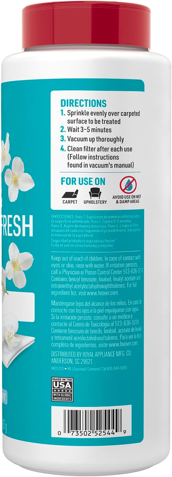 Hoover Carpet and Room Refresher, 32 oz, Carpet Powder, Odor Remover | Fresh Linen Scent, Vacuum Cleaner Safe, Rugs, Couches and More, For Use on Carpets, For Home Use
