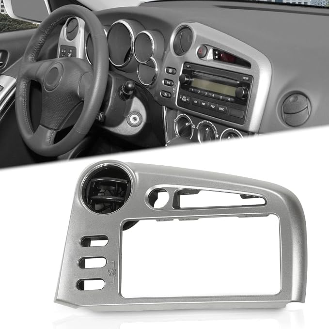 DOTCOM Center Dash Radio Bezel Vent Compatible with Toyota Matrix or Pontiac Vibe 2003 2004 2005 2006 2007 2008 with Same Button Configuration Silver