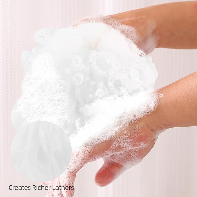 Fu Store Loofah Sponge Shower Loofahs 70g Bath Sponges Mesh Balls for Body Scrubber Exfoliator Wash Back Scrubbers Bathroom Men Women - 4 Cleaning Bathing Accessories