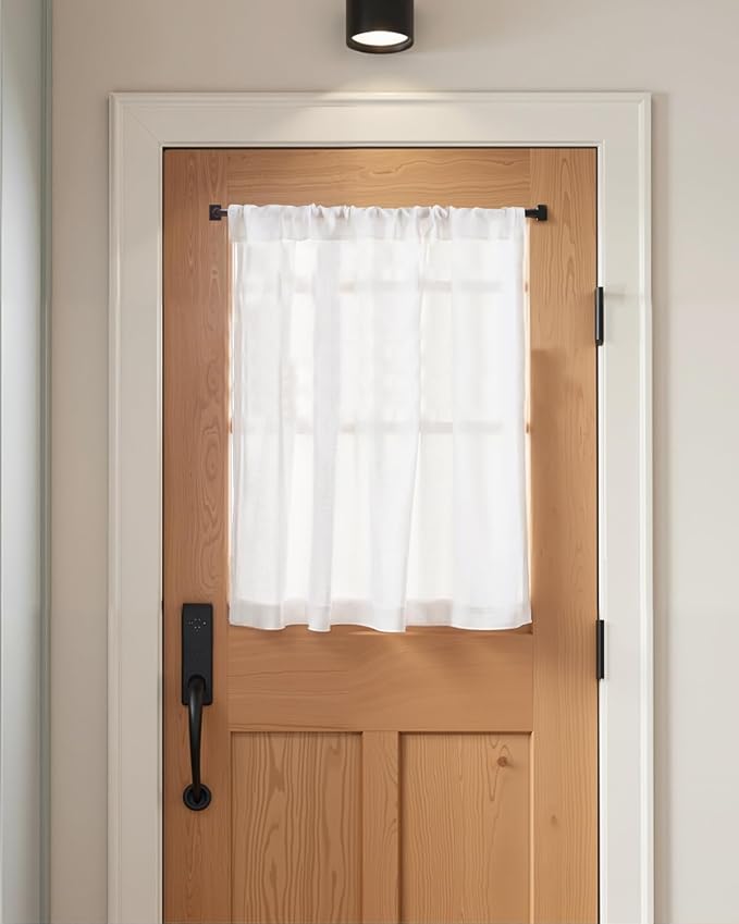 jinchan Kitchen Curtains Linen Tier Curtains 45 Inch Farmhouse Cafe Drapes for Small Window Flax Country Rustic Rod Pocket Bathroom Laundry Room RV Light Filtering 2 Panels White | Light filtering, cafe curtains, machine washable, farmhouse, kitchen, b...