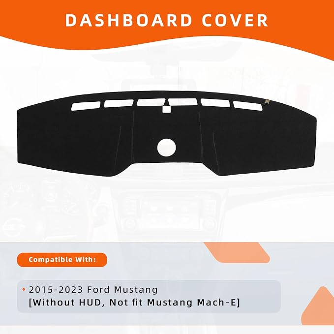 Dashboard Cover Dash Mat Fit for Fo-rd Mustang 2023-2015 (Not Fit Mustang Mach-E),Car Dash Board Mat Anti-Glare Carpet,Non-Slip Pad Sunshield Protector (Black)