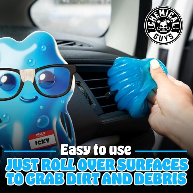 Chemical Guys, Sticky Icky Car Cleaning Gel, Green Apple, 4 Pk | Reusable car interior gel presses into vents, consoles and cup holders to lift dust and crumbs, fresh green apple scent