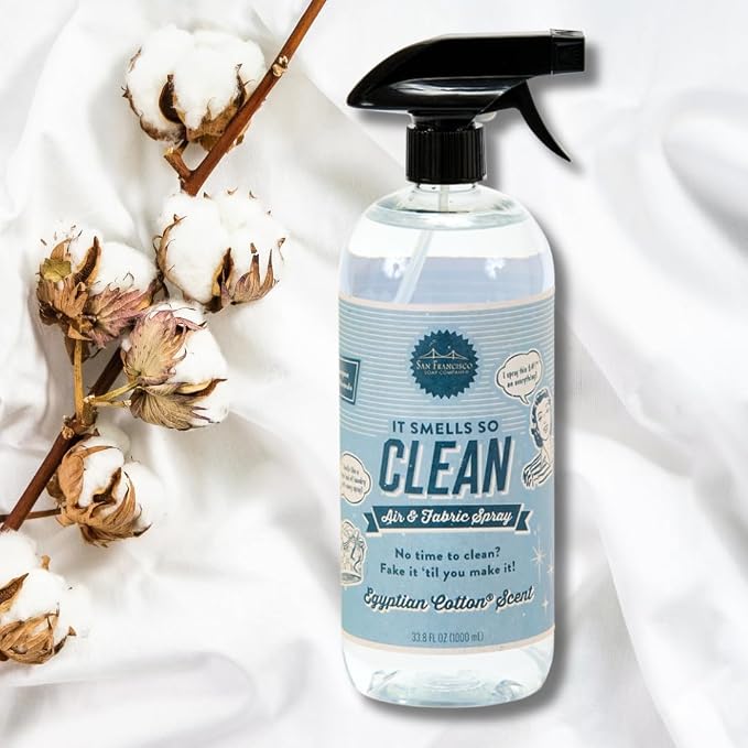 San Francisco Soap Company Smells So Clean Linen Spray | Egyptian Cotton | 33.8 Fl Oz | Fresh Spray | Multi-Purpose And Dye Free