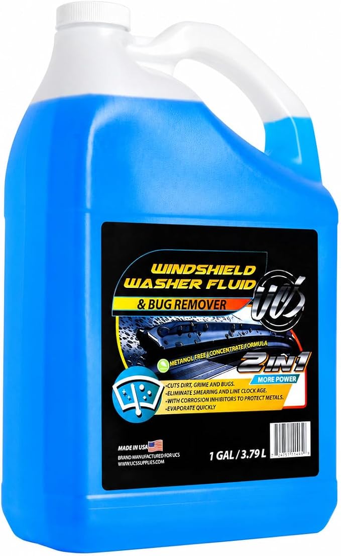 UCS Windshield Washer Fluid 2-in-1 Bug Remover – Ready to Use Formula – Streak-Free Cleaning – Removes Dirt & Road Grime – 1 Gallon (128 fl oz) Methanol-Free