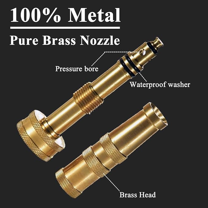 Brass Garden Hose Nozzle Bundle High-Pressure Heavy Duty Adjustable Spray 3/4" GHT for Patio Garden Hose Sprayer (2Packset)