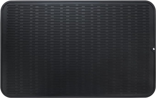 MicoYang Silicone Dish Drying Mat for Multiple Usage,Easy clean,Eco-friendly,Heat-resistant Silicone Mat for Kitchen Counter or Sink,Refrigerator or Drawer Liner Black 3XL 28 inches x 18 inches