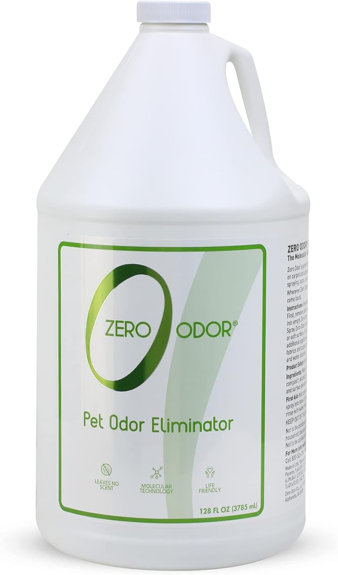 Zero Odor Pet Odor Eliminator, Air and Surface Odor Remover for Carpet, Furniture, and Pet Beds, Refill, 128 oz