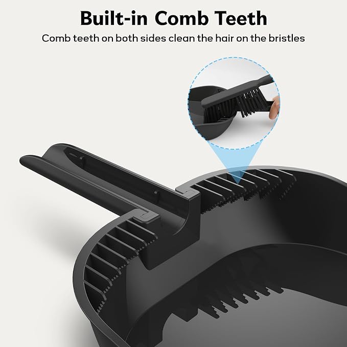 SetSail Small Dustpan and Brush Set with Teeth for Pet Hair Cleaning,Black | Nesting Snap-On Handheld Broom and Dust Pan Portable Broom and Dustpan Set Suitable for Desktop, Sofa, Camping