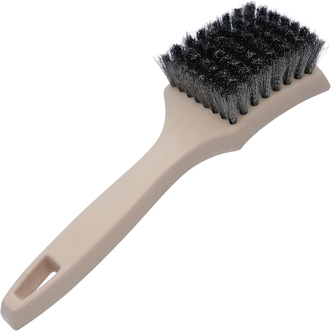 Nanoskin 8.5 Inch Heavy-Duty Tire Cleaning Brush - Ergonomic Steel Wire Scrub for Whitewall & Sidewall | Professional Auto Detailing Tool, Enhanced Grip for Automotive & Household Use