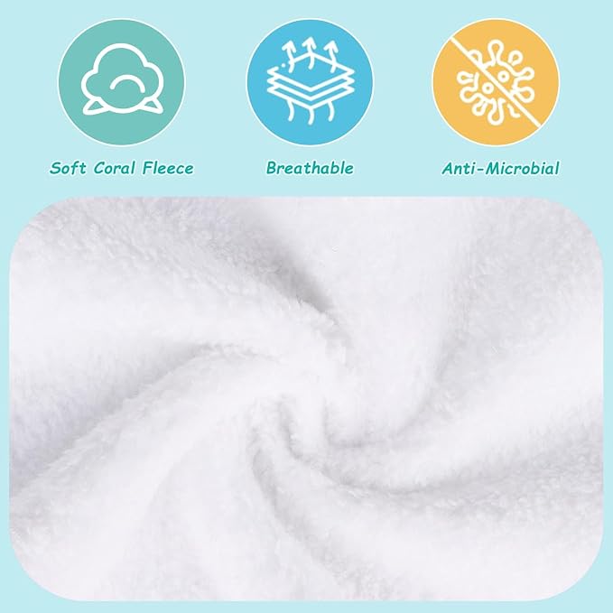 HOMEXCEL Baby Washcloths 20 Pack-Microfiber Coral Fleece Baby Bath Face Towel 11 x 11 Inch Extra Absorbent Soft Burp Cloth and Wash Cloths for Newborn-Infants and Toddlers,White