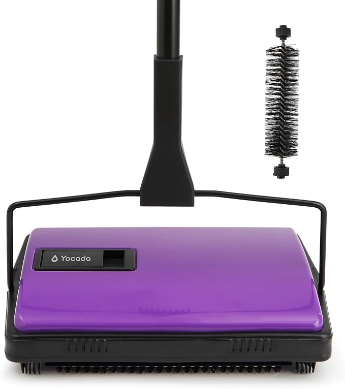 Yocada Carpet Sweeper Cleaner Manual Household Sweeper 1*Extra Brush | for Home Office Low&Undercoat Carpets Rugs Pet Hair Dust Scraps Paper Small Rubbish Cleaning 48.03"