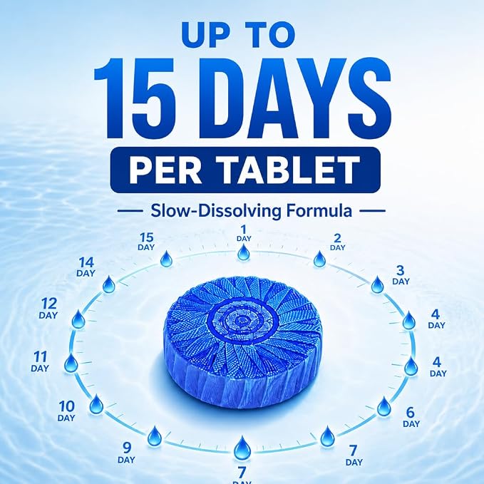 Msvvko Toilet Bowl Cleaner Tablets 100 Count - Blue Toilet Tank Cleaner Blocks Bulk Pack, Long Lasting Bathroom Deodorizer, Hard Water Stain Remover & Descaler, Septic Safe No-Scrub Daily Freshness