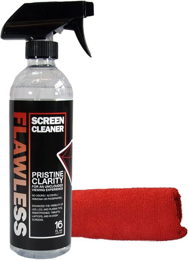 Flawless Screen Cleaner Spray with Microfiber Cleaning Cloth for LCD, LED Displays on Computer, TV, iPad, Tablet, Phone, and More (Single)