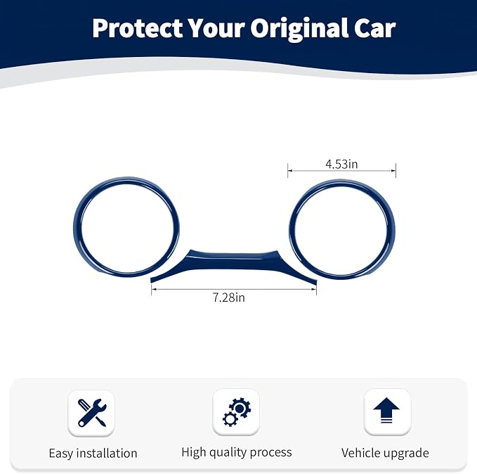 RT-TCZ for Jeep JL Dashboard Instrument Panel Gauges Trim Ring Cover for Jeep Wrangler JL JLU Gladiator JT 2018-2023 Blue Interior Accessories 3pcs