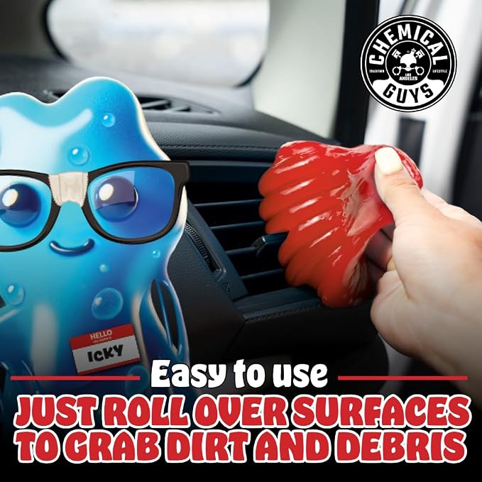 Chemical Guys, Sticky Icky Cleaning Gel, Sweet Strawberry, 0.88 oz, 4 Pack | Reusable gel presses into vents, cup holders and crevices to lift dust and crumbs, sweet strawberry, four pack