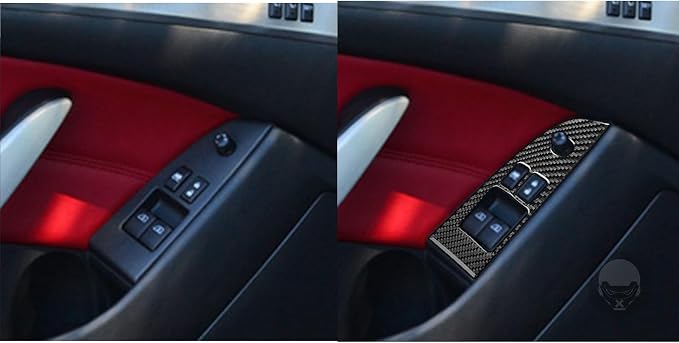 Real Carbon Fiber Trim for Infiniti Accessories | for G37 G25 Q60 Q40 X S Coupe 2008-2015 Window Lift Switch Panel Exterior Thick Overlay Decal - B