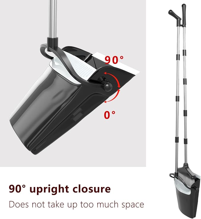 Broom with Dustpan Combo Set 54" Long Handle Angle Broom and Dust Pan for Home Office Cleaning Sweeping (Black and Grey)