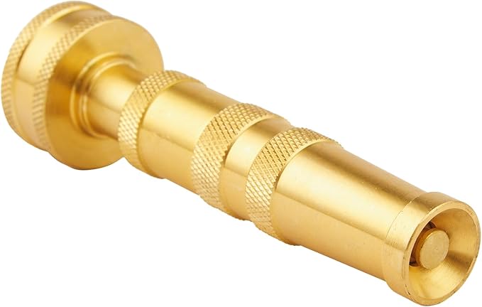 Heavy Duty Brass Hose Nozzle-4'' Adjustable Twist Garden Hose Nozzles | Water Hose Sprayer Nozzle for Garden Lawn Efficient Watering and Spraying, with 10 Rubber Washers