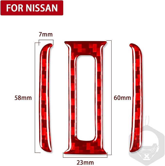 Red Real Carbon Fiber Trim for Nissan Rogue Accessories | for 2014-2020 / Rogue Sport 2017-2022 Rear Air Conditioner Central Outlet Vent Sticker Interior Thick Overlay Decal
