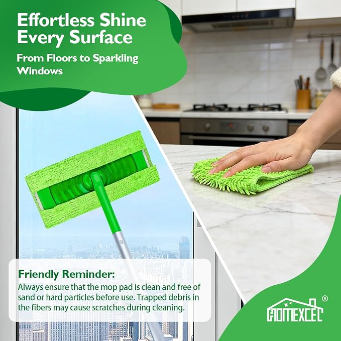 HOMEXCEL 10 Pack Microfiber Mop Pads Compatible with Swiffer Sweeper | Reusable Pad Refills, Mop Head Replacements for Multi Surface Floor Cleaning, Machine Wash