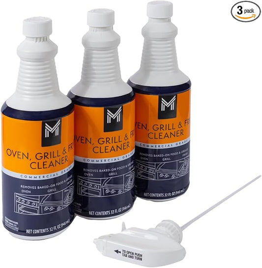 Commercial Oven, Grill & Fryer Cleaner, 3 Pack (32 oz Each) with Foaming Sprayer | Heavy Duty Commercial Grade Degreaser | Removes Baked-On Food, Grease & Carbon | For Restaurant & Kitchen Equipment