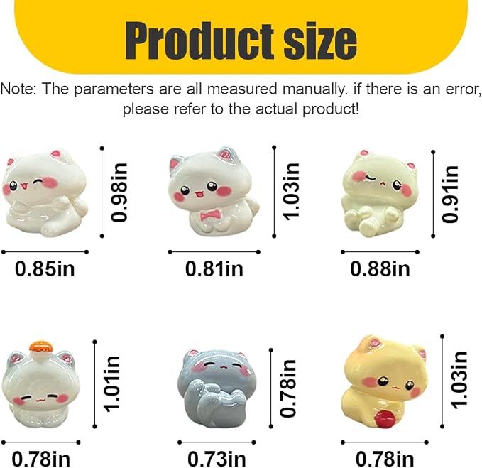 6PCS Cute Mini Cat Car Dashboard Decorations, Resin Cartoon Figurine Set for Rear View Mirror & Center Console Ornaments, Funny Car Interior Accessories for Home Office Desk (Kitten)