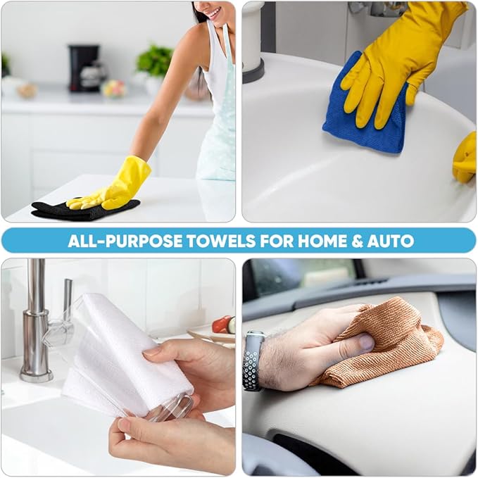 AIDEA Microfiber Cleaning Cloth 165 Sheets 3 Roll, Cleaning Rags 11×9" | Reusable Paper Towels, Microfiber Towels for Cars, Cleaning Towels for Automotive, House, Kitchen,Cleaning Supplies,Dark Blue