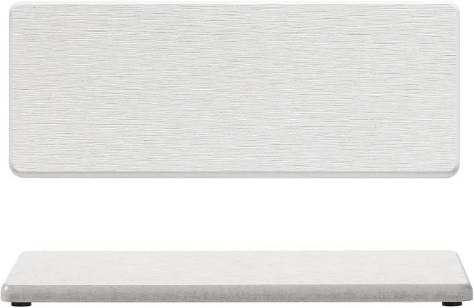 2PCS Beige Bathroom Sink Vanity Trays, Water Absorbing Diatomite Stone Drying Soap Dish Dispenser for Kitchen Counter, Sponge Holder Mat Rack Faucet Splash Guard Caddy Organizer, 9"x3.5"