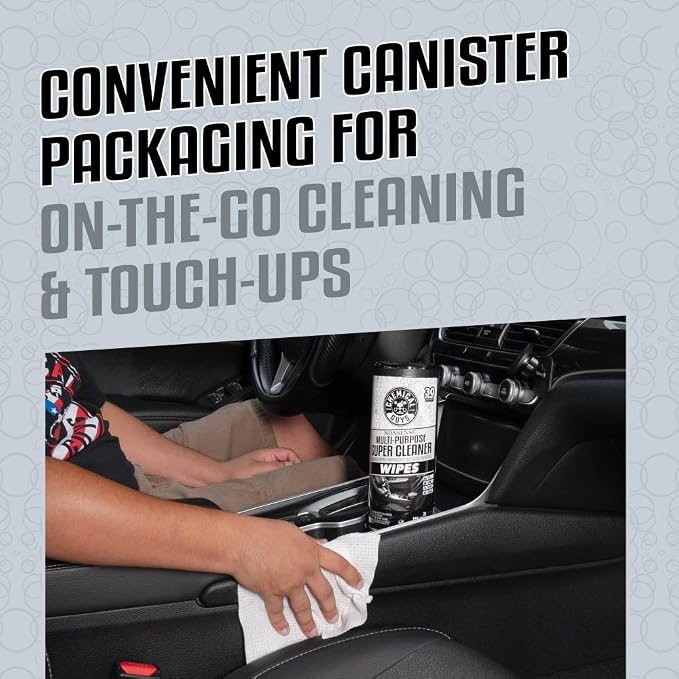 Chemical Guys, Nonsense Colorless All-Purpose Cleaner Wipes, 30 Ct Canister | Colorless, residue-free wipes clean vinyl, rubber, plastic, leather, carpet and upholstery, thirty per canister
