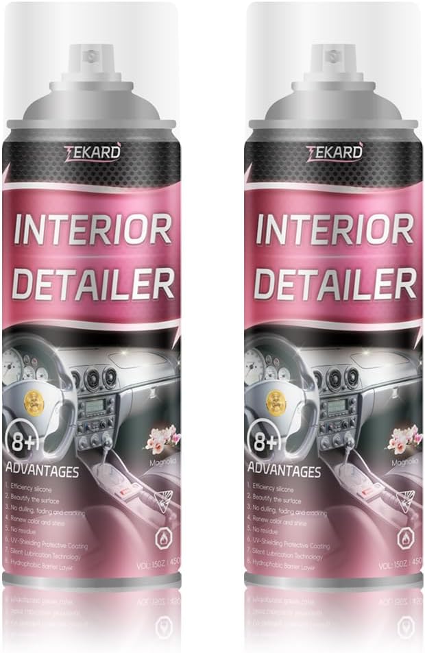 Interior Detailer Spray, Aerosol Car Interior Cleaner, 2 x 15 oz | Ready-to-use aerosol for quick, even application on dashboards, vinyl, plastic, rubber and finished leather, magnolia scent