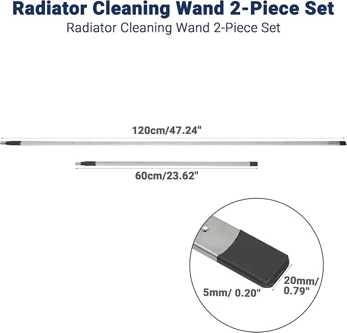 47'' 24'' Radiator Cleaning Wand Set Stainless Steel Radiator Washer | Ultra Slim Radiator Cleaning Tool Kit 4/1 Quick Connector 180° Swivel Head For Cars, Trucks, RVs, AC Condenser