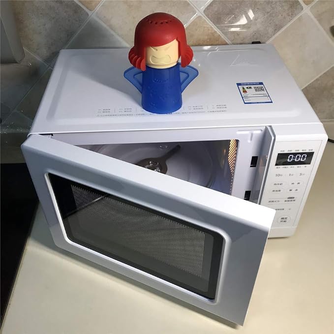 Angry Mom Microwave Cleaner, Mad Mama Microwave Steam Cleaner, Just Add Vinegar and Water, Easily Cleans the Crud in Minutes (Blue)