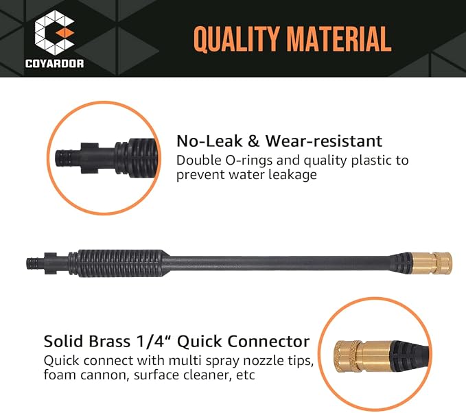 Pressure Washer Gun with Extension Wand M22-14 & M22-15 Fitting | 5 Spray Nozzle Tips Replacement for Ryobi, Karcher, Powerstroke, Greenworks, and More Electric Power Washer