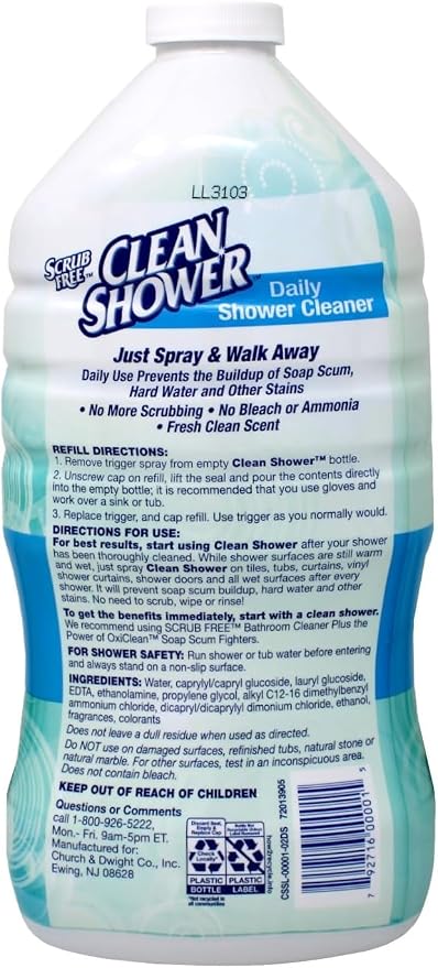 2 Set / Clean+Shower++No+Scent+Basin+Tub+and+Tile+Cleaner++60+oz.+Liquid