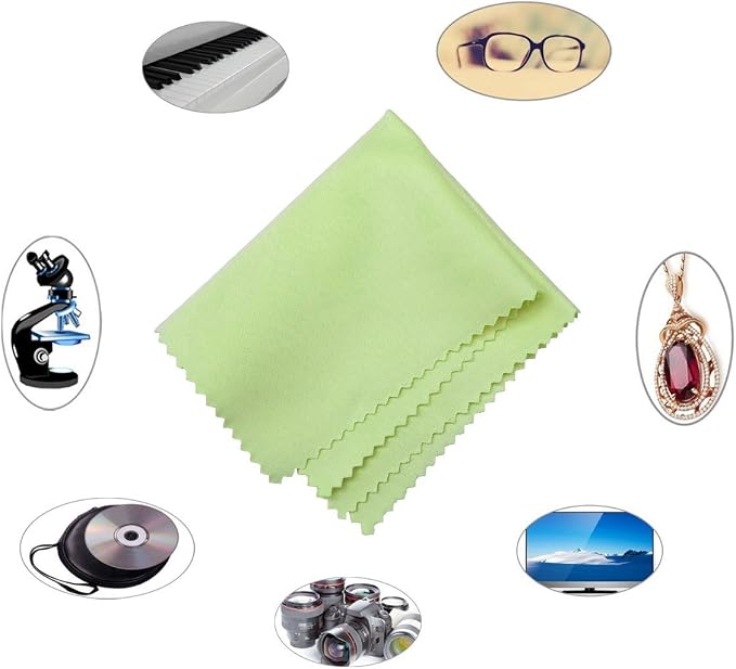 Microfiber Screen Cleaning Cloths, HTTX 4-Pack 6 x 7 inches for Cell Phones, Tablets, LCD TV, Laptop, Camera Lenses, Surface Tablet, Monitor, Car GPS Screens, Spectacles, Glasses, Watches [Green]