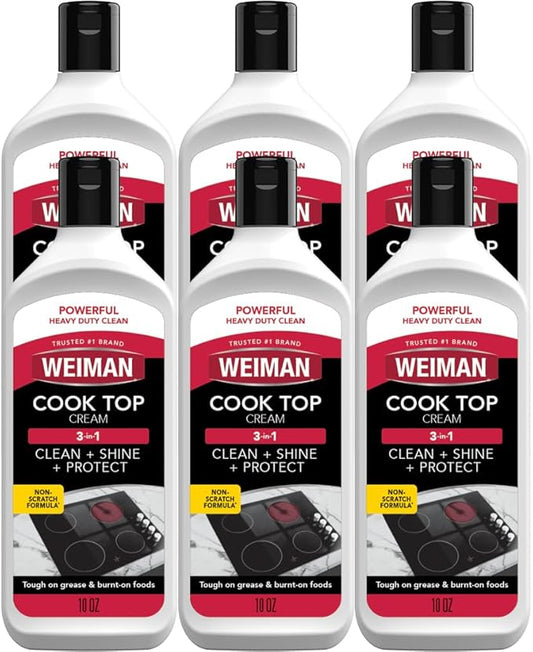 Weiman Glass Cook Top Cleaner and Polish - 10 Ounce [6 Pack] Heavy Duty No Scratch Glass Ceramic Safe Non-Abrasive Stovetop Cooktop Cleaner