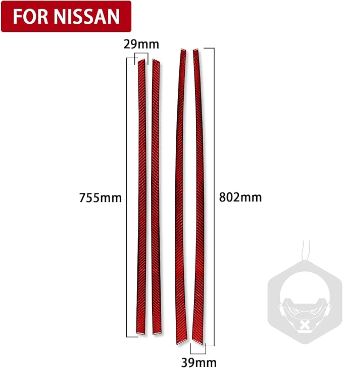 Red Real Carbon Fiber Trim for Nissan Rogue Accessories | for 2014-2020 / Rogue Sport 2017-2022 Door Panel Strip Sticker Interior Thick Overlay Decal