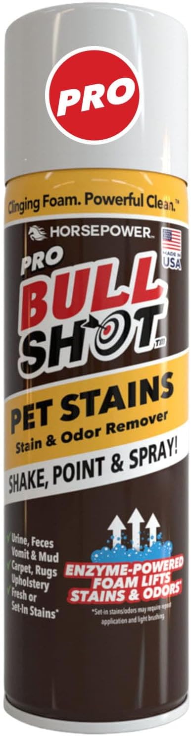 Bull Shot Pro Pet Stains, Foaming Enzyme Powered Pet Stain & Odor Remover