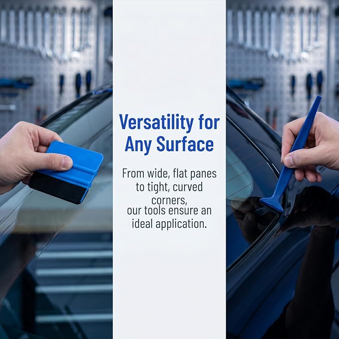 Mandark 5PCS Car Window Vinyl Tint Kit, Includes Felt Squeegee Craft Knife and Blades & Edge Trimmer, Auto Glass Window Film Wrap Tint Tool Accessories, Universal for Vehicles