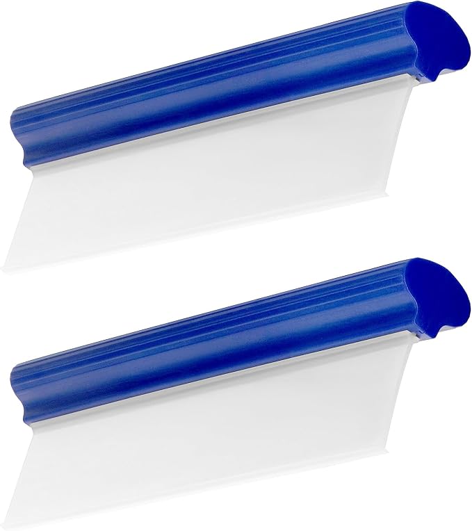 QWORK Car Squeegee, 2 Pack 12 inch Flexible Car Water Scraper Tool Silicone Window Squeegee for Car Or Home Use, Washing & Wiping Glass, Mirror & Shower Doors, Blue