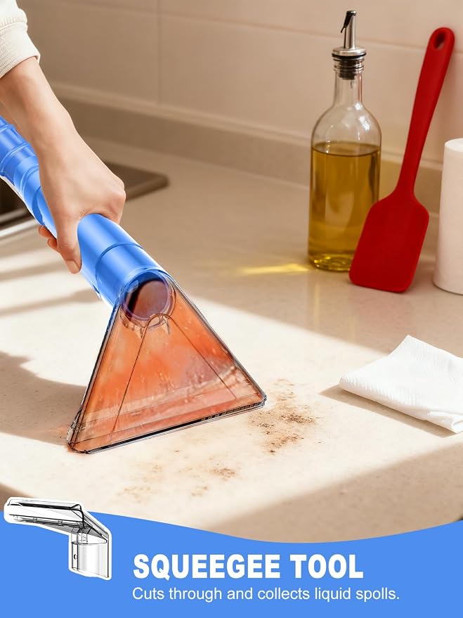 Portable Carpet & Upholstery Cleaner Machine for Pets, Spot, Stain, Couch Cleaner Machine with Powerful Suction and and Cleaning Solution, Car/Auto Detailer, Lightweight Compact Design, Blue