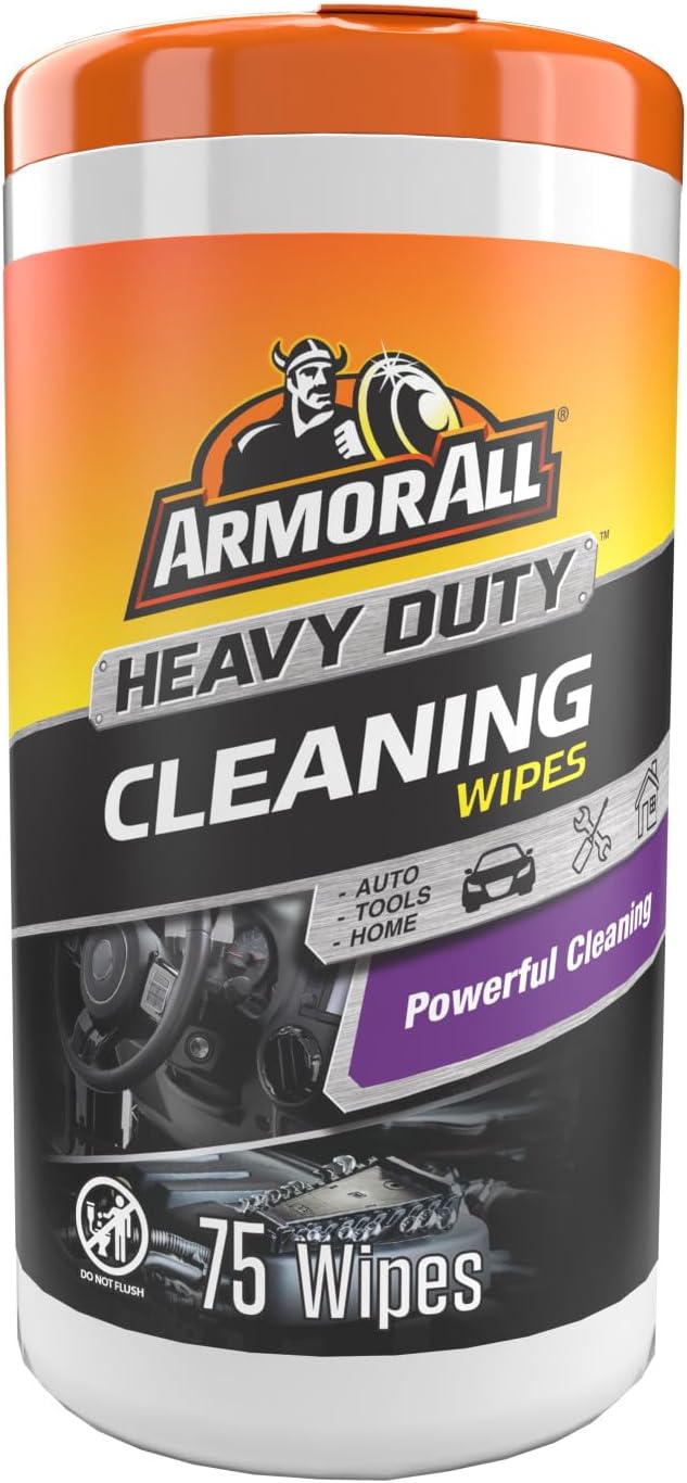 Armor All Heavy Duty Cleaning Wipes, Disposable Car Wipes (75 Count) | Textured Armor All cleaning wipes for interior & exterior cleaning on plastic, metal, vinyl, tools, and lawn equipment