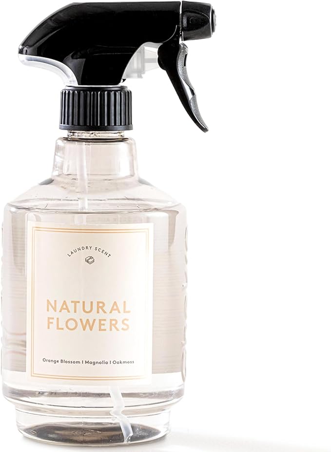 Chakra Freshener Fabric Spray - Long-Lasting Multi-Purpose Laundry Scent for Bedding, Clothes & Home Fabric Deodorizer, Luxury Room Deodorizer, Linen Spray w/Trigger, 33.8 fl oz, Natural Flowers