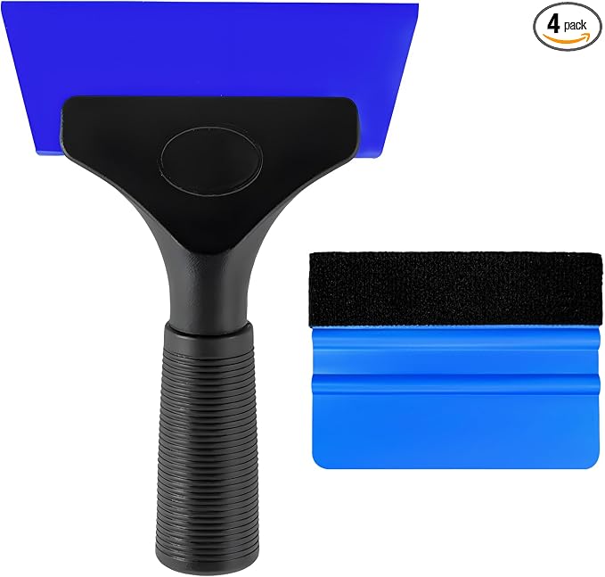 Yourkar 2 PCS Window Tint Kit Tools, Professional Vinyl Wrap Kit with Plastic Squeegee & Felt Squeegee, Universal Privacy Film Installation Tint Tools for Vehicle Glass Home (Blue)