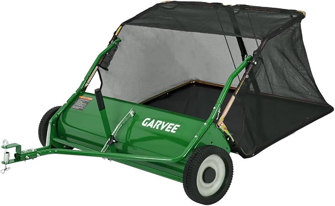 Garvee Tow Behind Lawn Sweeper 42 Inch, Heavy Duty Leaf & Grass Collector | Yard Sweeper Pull Behind,14 cu.ft. Leaf Collector,Tool-Free Adjustable Brush Height,Dumping Rope for Yard,Driveway,Sidewalk