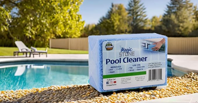 COMPAC Home Magic Stone Pool Cleaner to Easily Remove Dirt, Algae, Lime, and More - Recycled Glass Stone
