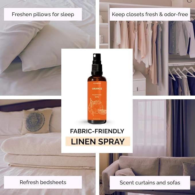 Orange Air Freshener Spray for Room, Linen & Pillow 100ml by Aromafume | Made with Pure Orange Essential Oil | Aromatherapy Spray to Refresh & Energize | Mist for Bedding, Fabrics