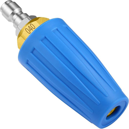 Turbo Nozzle Pressure Washer 4000 PSI Max Blue Rotating Turbo Nozzle | Power washer nozzle with 1/4 inch quick connect for cleaning brick, concrete, vinyl surfaces, driveways, patios and sidewalks