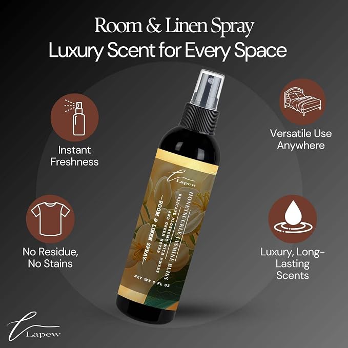 Lapew Room & Linen Spray | Fragrance Mist for Home, Car & Office | Fabric & Air Freshener | Neutralizing Mist | Made in USA | Honeysuckle Jasmine Bliss