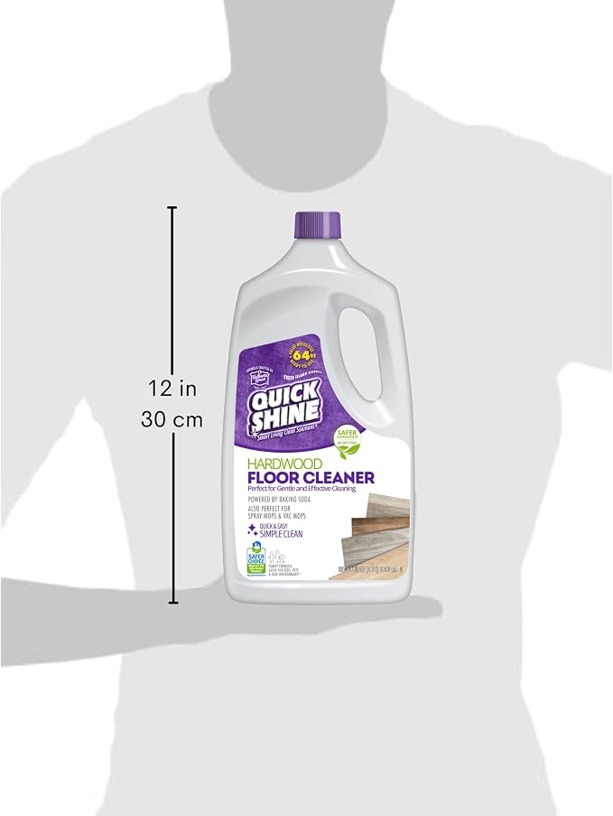 Quick Shine Hardwood Floor Cleaner 64 oz-4 Pk, Streak-Free, No Residue | Powered by Baking Soda, Fresh Island Essence, pH Neutral, No Rinse, PFAS & Ammonia Free, EPA Safer Choice Made in USA